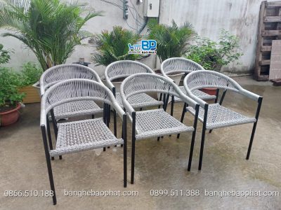 Bàn ghế đan dây dù BGDDBP001