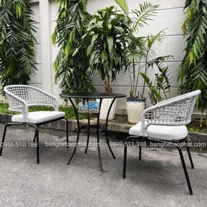 Bàn ghế đan dây dù BGDDBP002