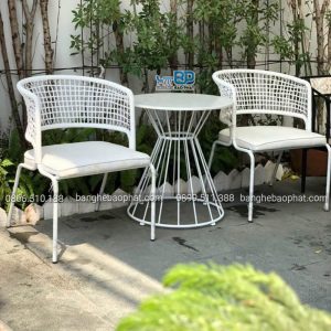 Bàn ghế đan dây dù BGDDBP002