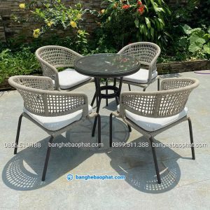Bàn ghế đan dây dù BGDDBP002
