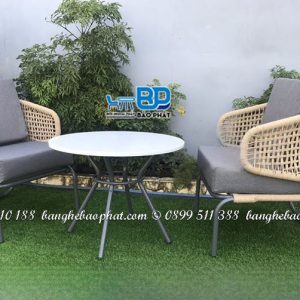 Bàn ghế đan dây dù BGDDBP003