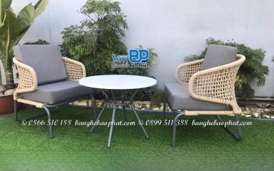 Bàn ghế đan dây dù BGDDBP003