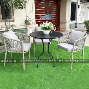 Bàn ghế đan dây dù BGDDBP005
