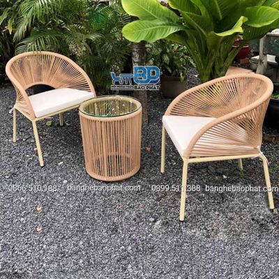 Bàn ghế đan dây dù BGDDBP004
