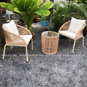 Bàn ghế đan dây dù BGDDBP004