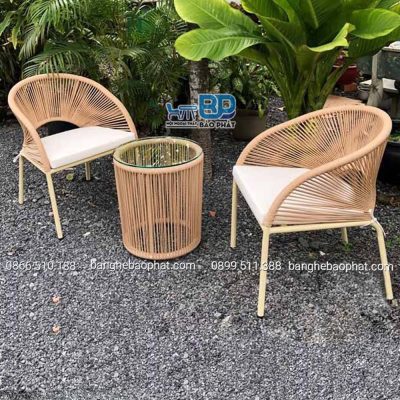 Bàn ghế đan dây dù BGDDBP004