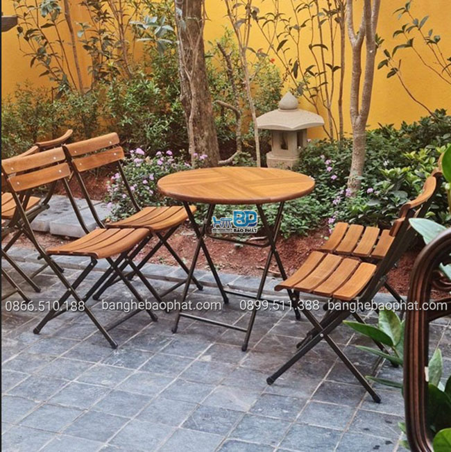 Bộ bàn ghế Patio mini xếp gọn 7 Bộ bàn ghế Patio mini xếp gọn bàn tròn