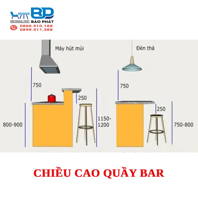 Chiều Cao Quầy Bar Tiêu Chuẩn Là Bao Nhiêu? 7 Chiều cao quầy bar