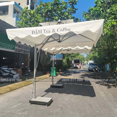 Dù lệch tâm màu trắng tán dù vuông 2,5 x 2,5 mét