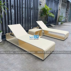 Giường tắm nắng nhựa giả mây ngoài trời GHBBP034