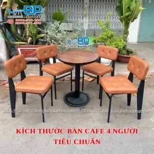Kích thước bàn cafe 4 người tiêu chuẩn