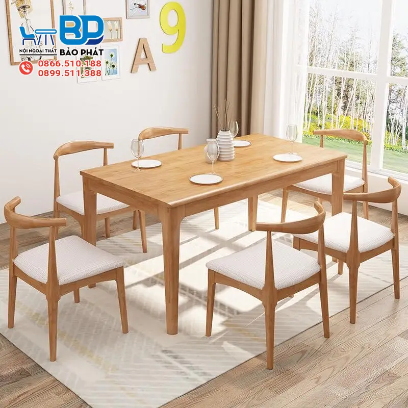 Kích thước bàn cafe 6 người chuẩn là bao nhiêu? 7 Kích thước bàn cafe 6 người hình chữ nhật