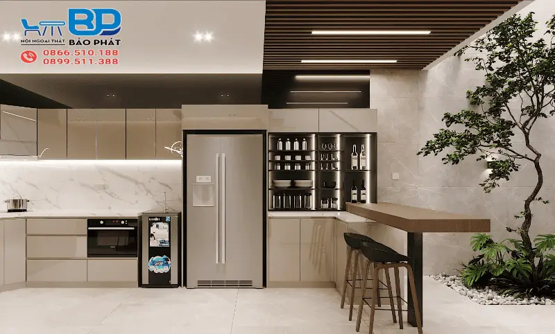 Mẫu quầy bar nhỏ gọn cho không gian bếp