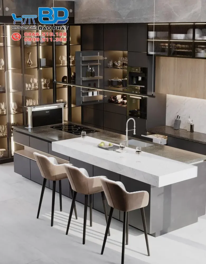 Quầy bar bếp theo phong cách hiện đại