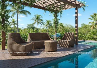 Sofa mây nhựa ngoài trời SFMNBP032