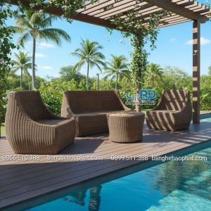 Sofa mây nhựa ngoài trời SFMNBP032