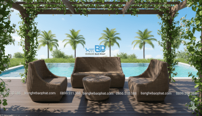Sofa mây nhựa ngoài trời SFMNBP032