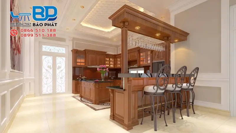 Sử dụng quầy bar gia đình góp phần tăng tính thẩm mỹ cho không gian