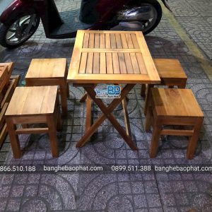 Bộ Bàn Ghế Cafe Cóc Bằng Gỗ Bàn Xếp 9 Bàn ghế cafe cóc bằng gỗ bàn xếp