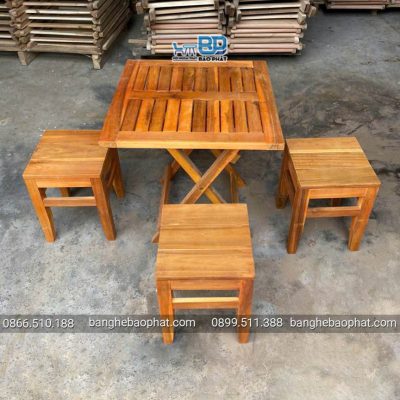 Bàn ghế cafe cóc bằng gỗ bàn xếp