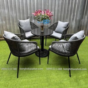 Bàn ghế nhựa giả mây BGNGMBP075