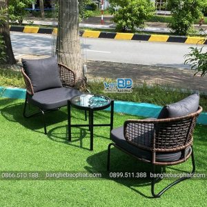 Bộ Bàn Ghế Nhựa Giả Mây Ban Công BGNGMBP071 12 Bàn ghế nhựa giả mây ban công BGNGMBP071