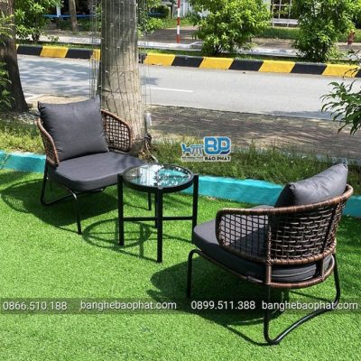Bàn ghế nhựa giả mây ban công BGNGMBP071