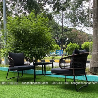 Bàn ghế nhựa giả mây ban công BGNGMBP071