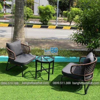 Bàn ghế nhựa giả mây ban công BGNGMBP071