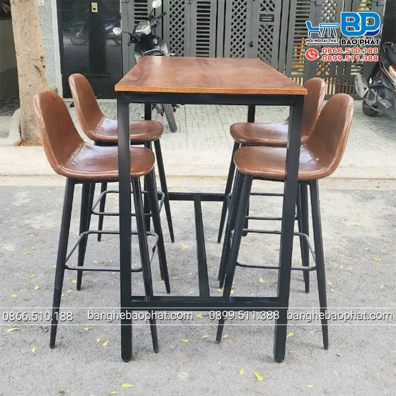 Lựa Chọn Bàn Ghế Quầy Bar Cho Quán Cafe 10 Bàn ghế quầy bar bọc da khung sắt