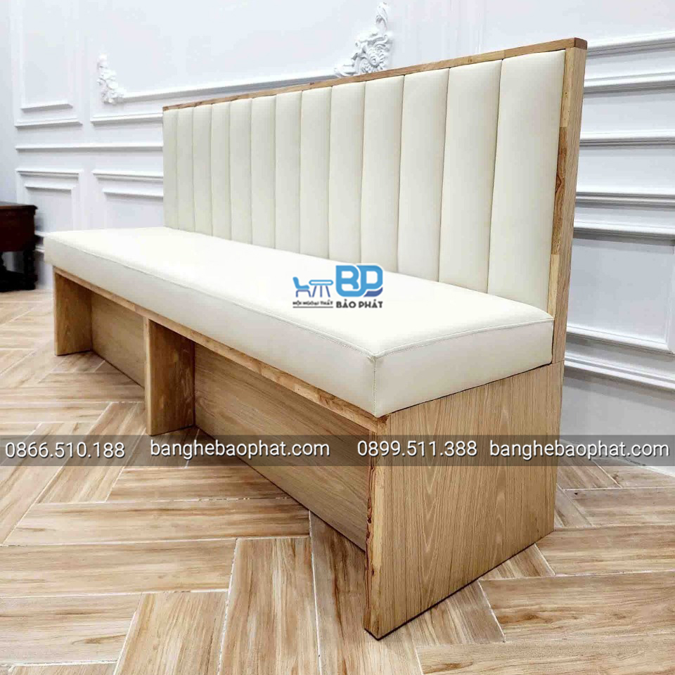 Băng sofa dựa tường gỗ nệm SKBP 10 băng sofa cafe dựa tường gỗ nệm