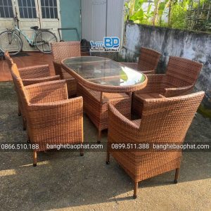 Bộ bàn ghế nhựa giả mây ngoài trời diana nâu gỗ 5 Bộ bàn ghế nhựa giả mây ngoài trời diana nâu gỗ