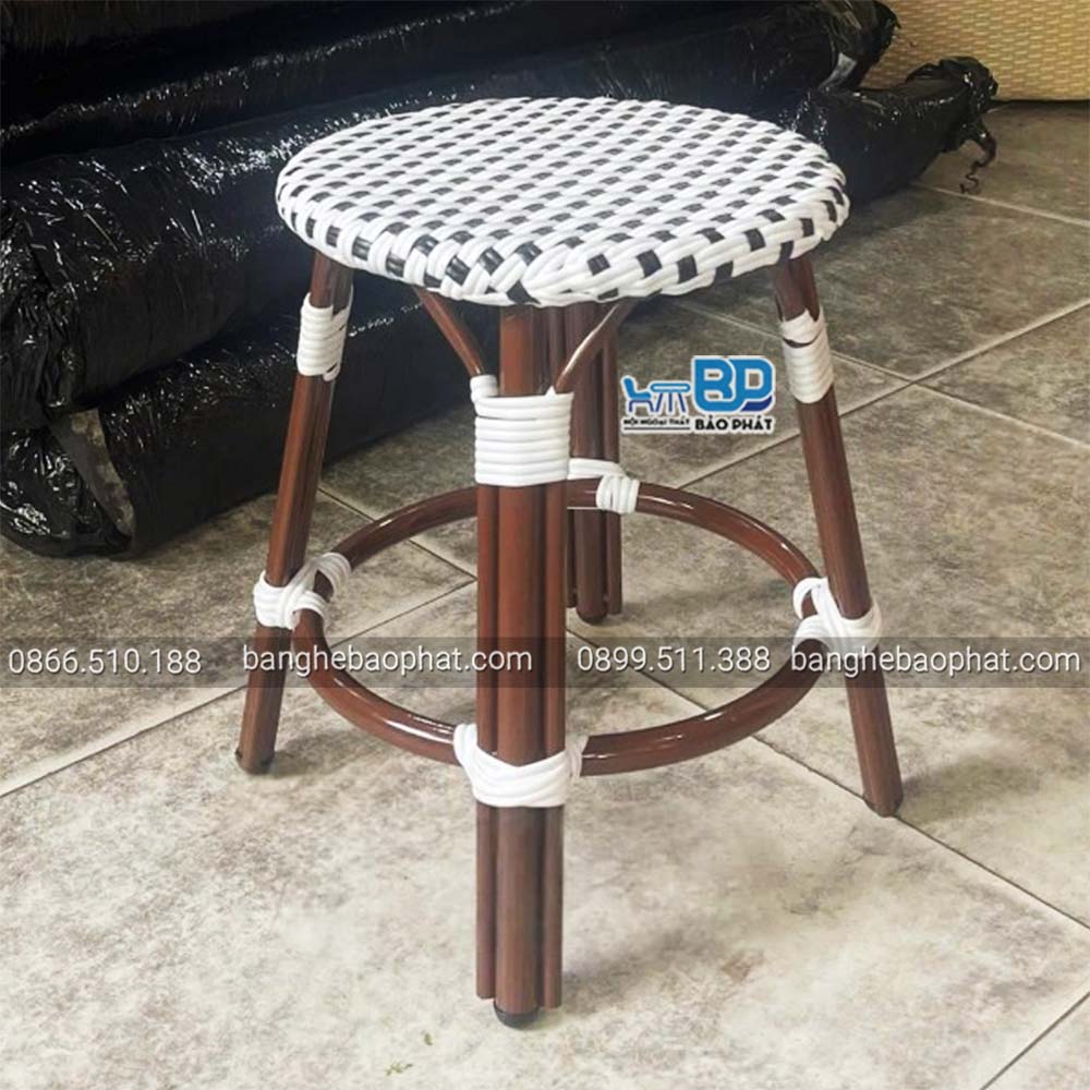 Bàn ghế nhựa giả mây không tựa lưng 9 Ghế nhựa giả mây không tựa lưng