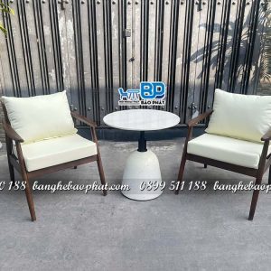 Sofa gỗ nệm chân tiện tròn bàn chân bê tông mặt đá Ceramic