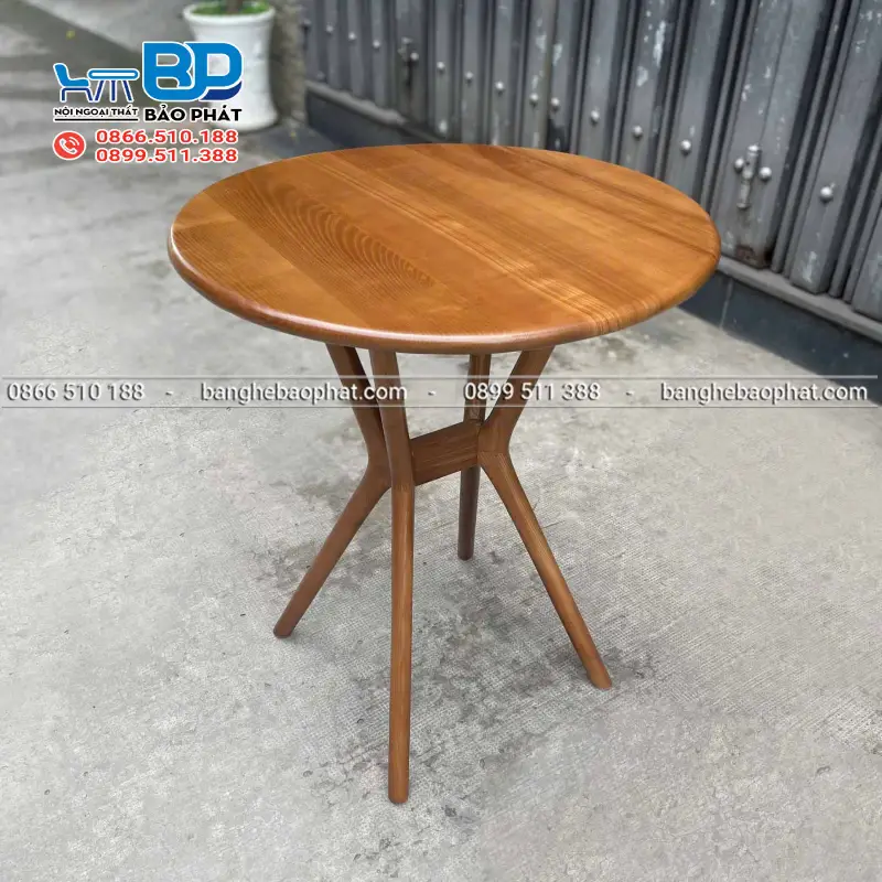 Bàn cafe gỗ ash chân chụm giữa