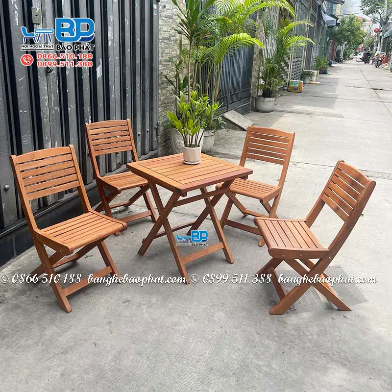 Bàn ghế cafe cóc mini từ gỗ bạch đàn