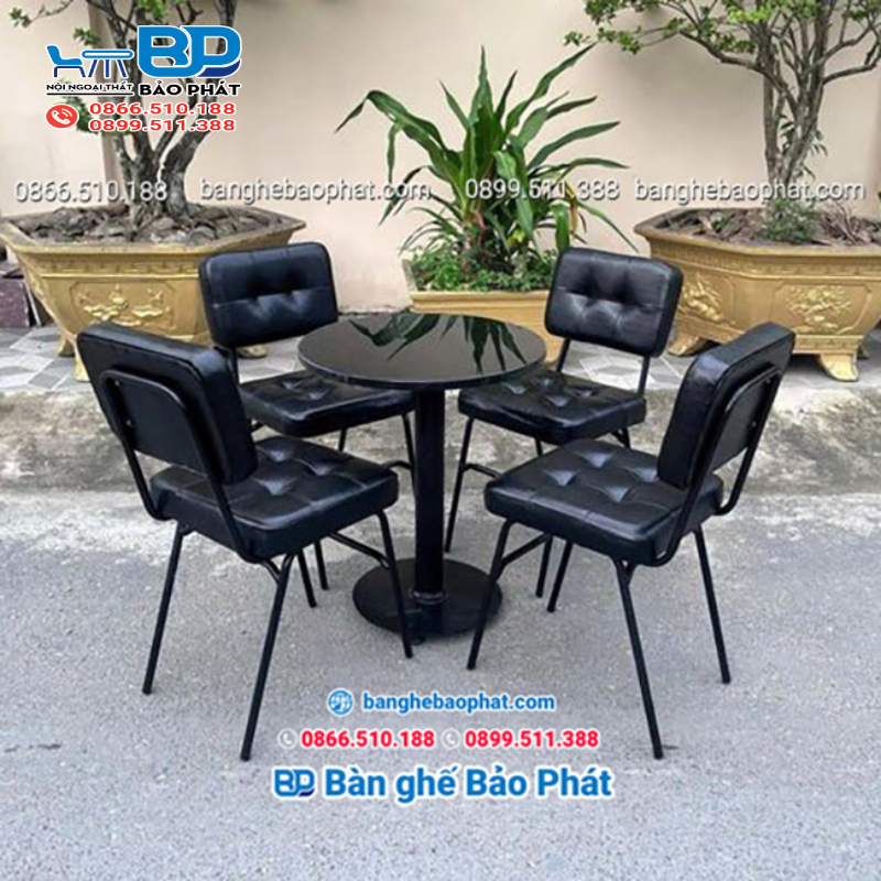 Bàn ghế sắt nệm cafe BGSNBP048