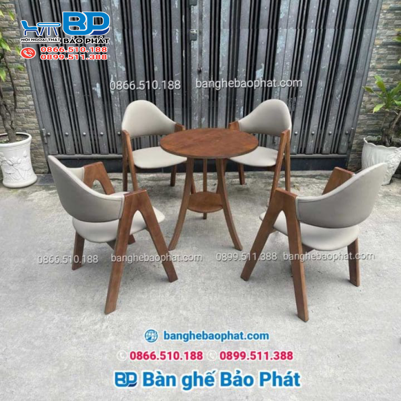 Bộ bàn ghế gỗ cafe chữ A BGGBP013