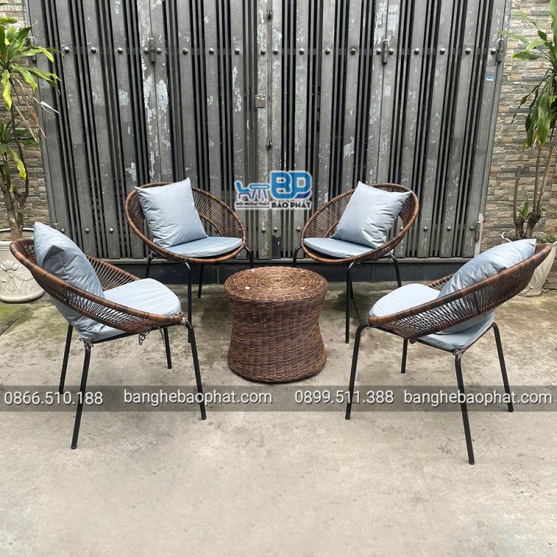 Bộ Bàn Ghế Nhựa Giả Mây BGNGMBP076 12 Bộ bàn ghế nhựa giả mây BGNGMBP076