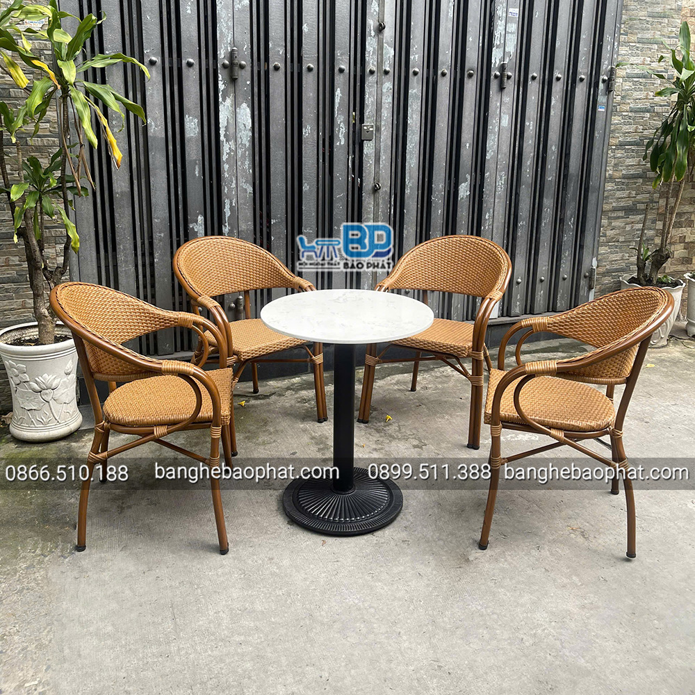 Bàn ghế nhựa giả mây BGNGMBP077 6 bàn ghế nhựa giả mây BGNGMBP077