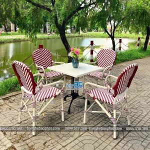 Bàn ghế nhựa giả mây ngoài trời BGNGMBP079