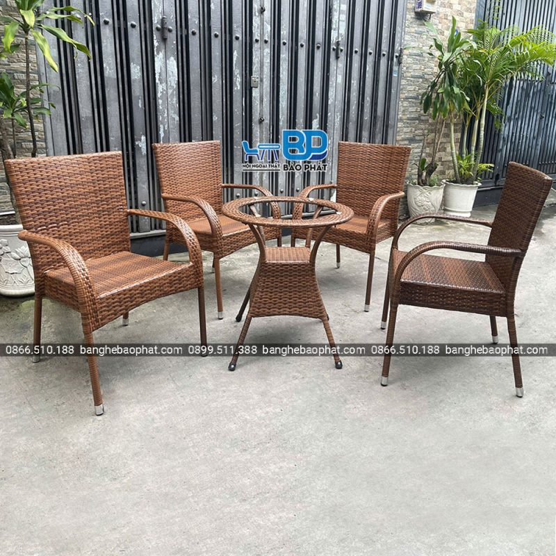 Bộ Bàn Ghế Nhựa Giả Mây Ngoài Trời BGNGMBP081 18 Bộ bàn ghế nhựa giả mây ngoài trời BGNGMBP081