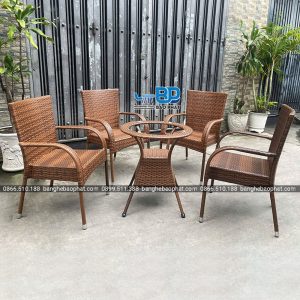 Bàn ghế nhựa giả mây ngoài trời BGNGMBP081