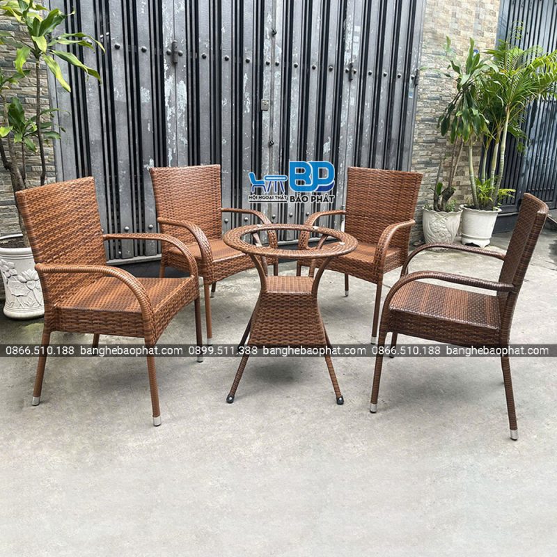 Bộ Bàn Ghế Nhựa Giả Mây Ngoài Trời BGNGMBP081 19 Bộ bàn ghế nhựa giả mây ngoài trời BGNGMBP081 độ bền cao