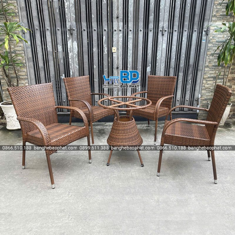 Bộ Bàn Ghế Nhựa Giả Mây Ngoài Trời BGNGMBP081 20 Bàn ghế nhựa giả mây ngoài trời BGNGMBP081