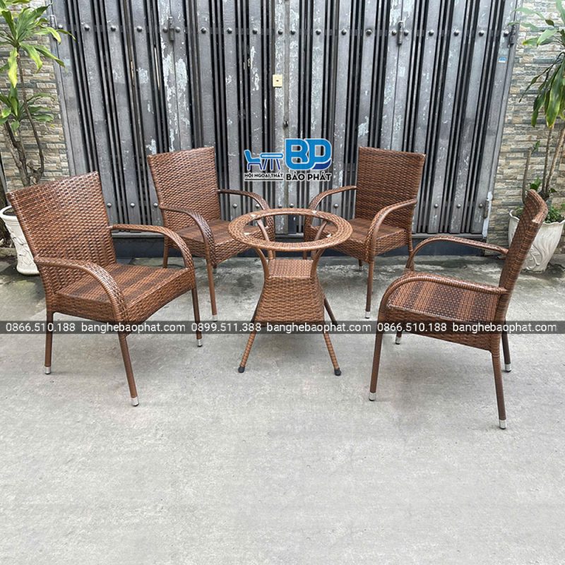 Bộ Bàn Ghế Nhựa Giả Mây Ngoài Trời BGNGMBP081 21 Bàn ghế nhựa giả mây ngoài trời BGNGMBP081