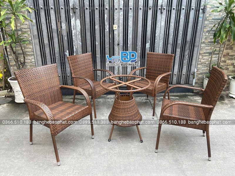 Bộ Bàn Ghế Nhựa Giả Mây Ngoài Trời BGNGMBP081 23 Nơi bán bộ bàn ghế nhựa giả mây ngoài trời BGNGMBP081