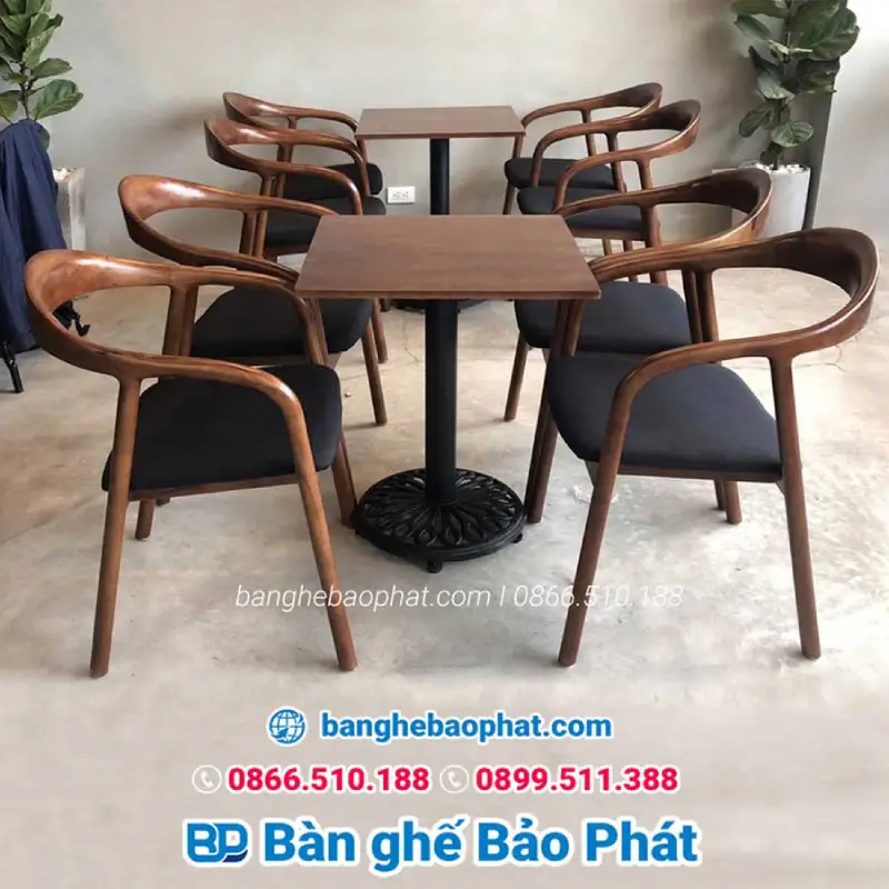 Cách Chọn Bàn Ghế Quán Trà Sữa Phong Cách Tối Giản 19 Bàn ghế quán trà sữa khung gỗ mặt nệm phong cách tối giản