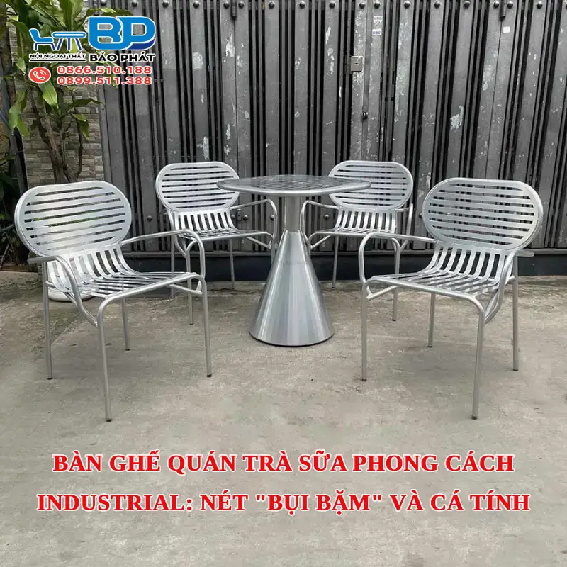 Bàn Ghế Quán Trà Sữa Phong Cách Industrial: Nét "Bụi Bặm" Và Cá Tính 2 Bàn ghế quán trà sữa phong cách Industrial: Nét "Bụi Bặm" và Cá Tính
