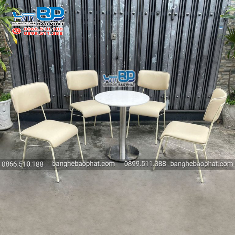 Bàn ghế sắt nệm cafe BGSBP058